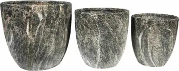 Set vazo për lule prej qeramike, 3 copë, ngjyrë antracit-bezhë, 30x30x31cm