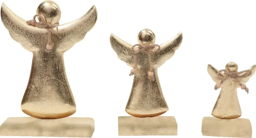 Dekor engjëll për Krishtlindje, dru mango, alumin, ngjyrë ari, 12x5x18cm - 2