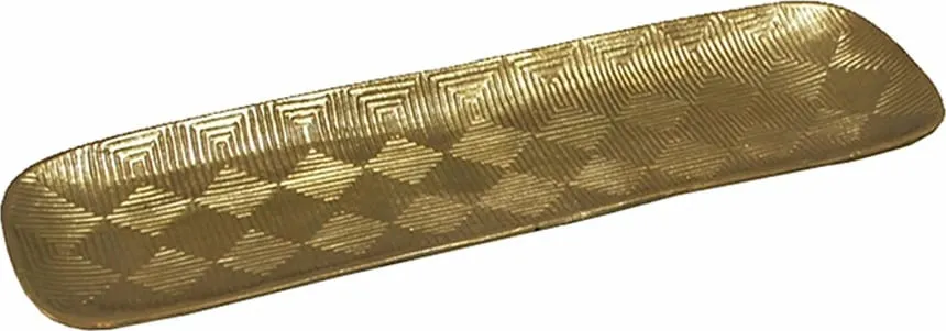 Tabaka dekorative RHOMBUS, alumin, ngjyrë ari antike, 60x19x3cm - 1