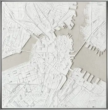 Pikturë dekorative MAP, kanavacë, ngjyrë e bardhë, bezhë, kornizë argjendi, 100x100x5cm