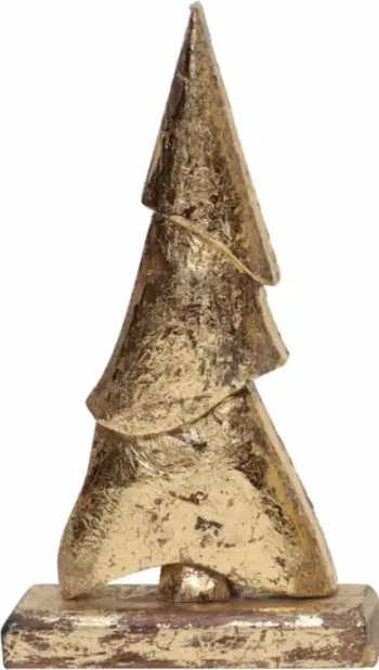 Dekor pemë Krishtlindjesh JOLLY, dru mango, ngjyrë ari, 15x6x27 cm