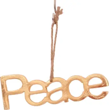 Dekoratë Krishtlindjesh PEACE, alumin, ngjyrë ari, 6x0.5x15cm