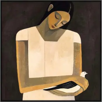 Pikturë dekorative SERENITY B me kornizë, kanavacë, bezhë-kafe, 100x100x4cm