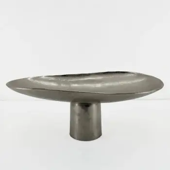 Pjatë dekorative Dune, alumin, ngjyrë argjendi-nikel, 46x26x18cm