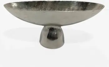 Enë dekorative në këmbë, alumin, ngjyrë nikeli argjendi, 46x15x20 cm