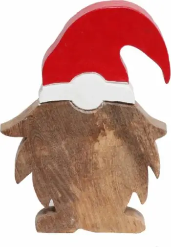 Dekor prej druri Santa Claus, natyral, e kuqe, 14x3x20cm