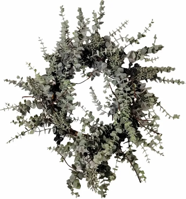Kurorë dekorative eukaliptusi, PVC, e gjelbër, 48x48cm - 1