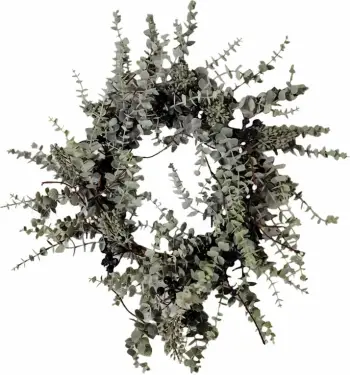 Kurorë dekorative eukaliptusi, PVC, e gjelbër, 48x48cm