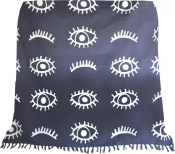 Batanije dekorative Eyes, pambuk, blu e bardhë, 130x170cm