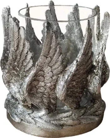 Mbajtës qiri për dekor, ngjyrë argjendi antike, VOLE, 15x15x18cm