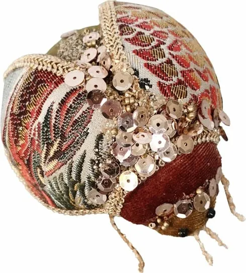 Dekoratë Krishtlindjesh bletë brokadë, shumëngjyrëshe, 12x9x6cm - 1