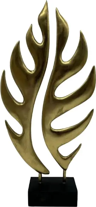 Dekor gjethe totem, polirezine, ngjyrë ari e zezë, 20x6x41cm
