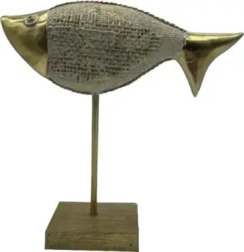 Dekor peshk SAKANA, polirezine, ngjyrë ari, 22x6x22cm