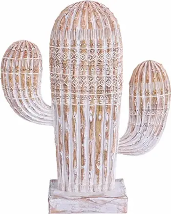 Dekor kaktusi ARIANE, polirezine, natyral-bardhë, 19x6x23cm
