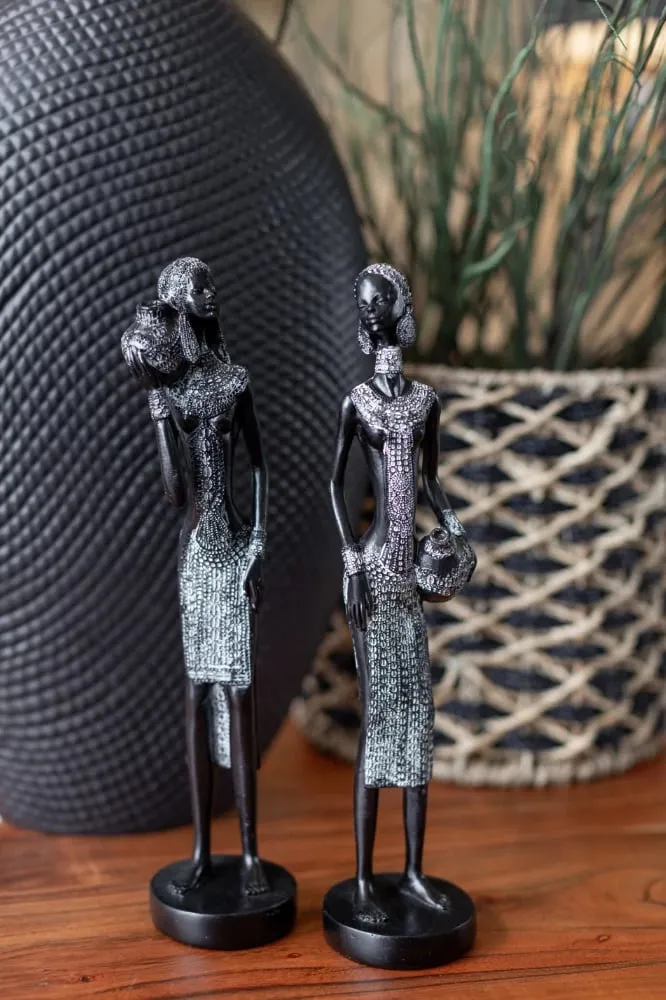 Figurë dekorative IRAMBA 2, polirezine, e zezë-bardhë, 9x9x35cm - 1