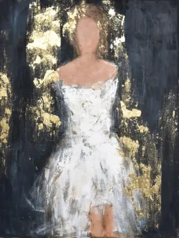 Pikturë dekorative Dame, kanavacë, dru, ngjyrë e zezë, e bardhë, ari, 90x120x3cm