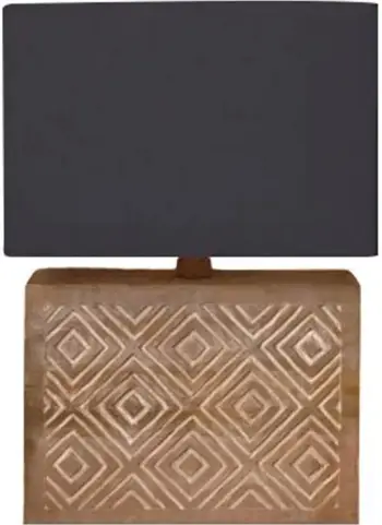 Llambë tavoline Oliva Natural/Dione, dru kafe, material tekstili i zi, 28x10x42cm