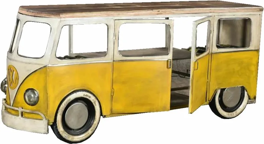Konsolë bar Peace Van, e verdhë-bardhë, 221x62x97 - 1