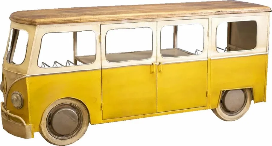 Konsolë bar Peace Van, e verdhë-bardhë, 221x62x97 - 3