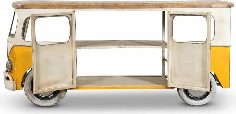 Konsolë bar Peace Van, e verdhë-bardhë, 221x62x97 - 4