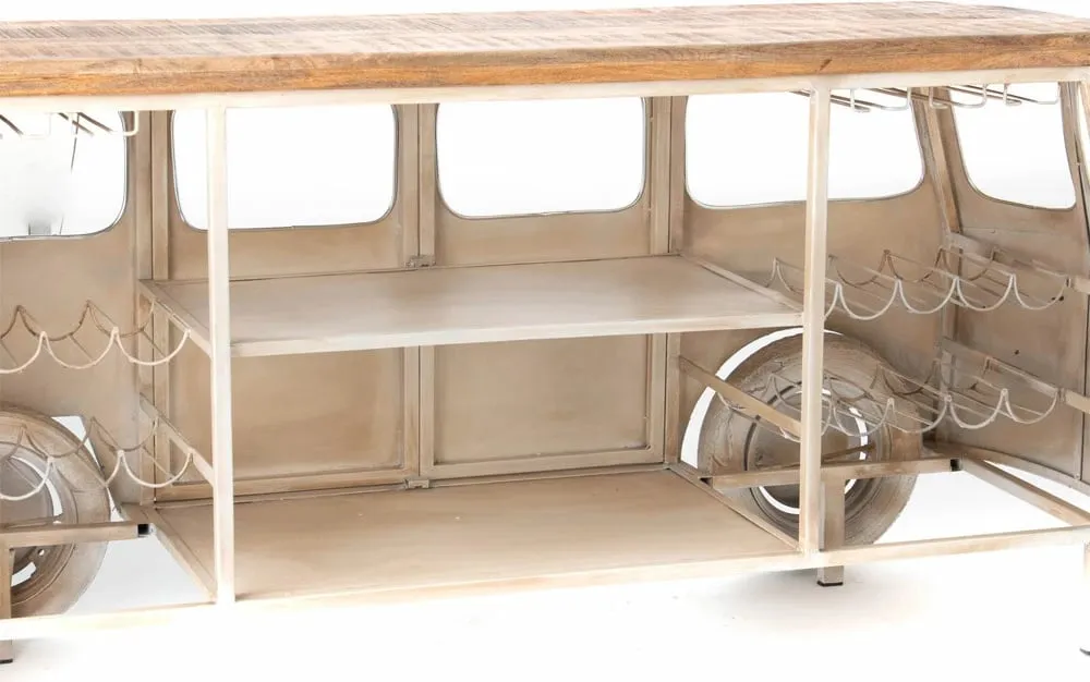 Konsolë bar Peace Van, e verdhë-bardhë, 221x62x97 - 5