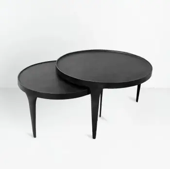 Set tavolinash kafeje Solar, 2 copë, ngjyrë e zezë, 75x75x45 cm