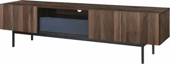 Komodë TV Grooves, 3 dyer, 1 sirtar, ngjyrë arre-gri, 180x40x50cm