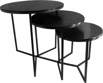 Set tavolinash anësore ALUIN, 3 copë, ngjyrë e zezë, 60x60x60