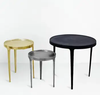 Set tavolinash anësore INK, 3 copë, e zezë, bronz, nikel, 64.5x64.5x61cm