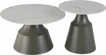 Set tavolina kafeje KAIA, 2 copë, e bardhë/zezë, 70x70x40