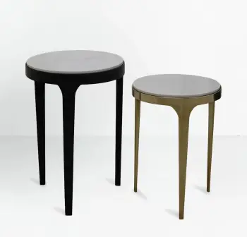 Set tavolinash anësore STICKS, 2 copë, e bardhë, e zezë, ari, 37x37x54.5cm