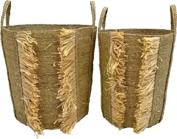 Set shporta natyrale WEAVINA, 2 copë, hiacint, 42x42x58cm
