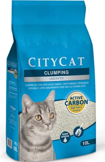 Rërë për mace City Cat Climping Active Carbon Unscented (pa aromë), 10L