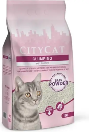 Rërë e mace City Cat Clumping White Baby Powder, 10L