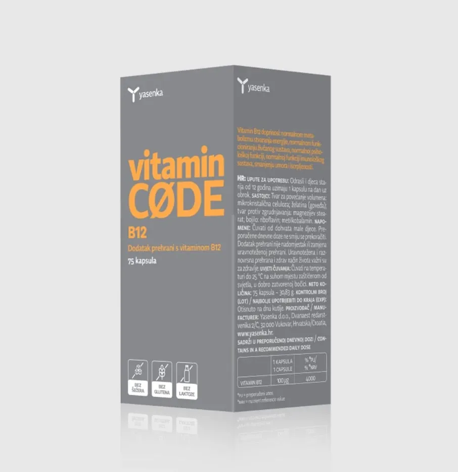 Suplement ushqimor Yasenka Vitamin CODE B12, 75 kapsula - 1