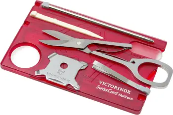 Set për mirëmbajtjen e thonjëve Victorinox "Swiss Card - Nailcare", e kuqe