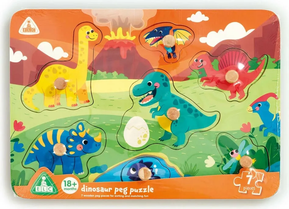 Early Learning Centre Wooden Dinosaur Peg Puzzle - 1