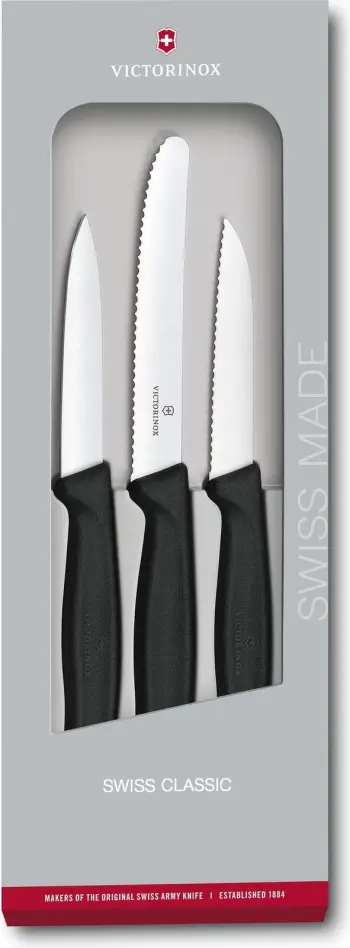 Thikë Victorinox për prerje SwissClassic se , 3 copë, e zezë