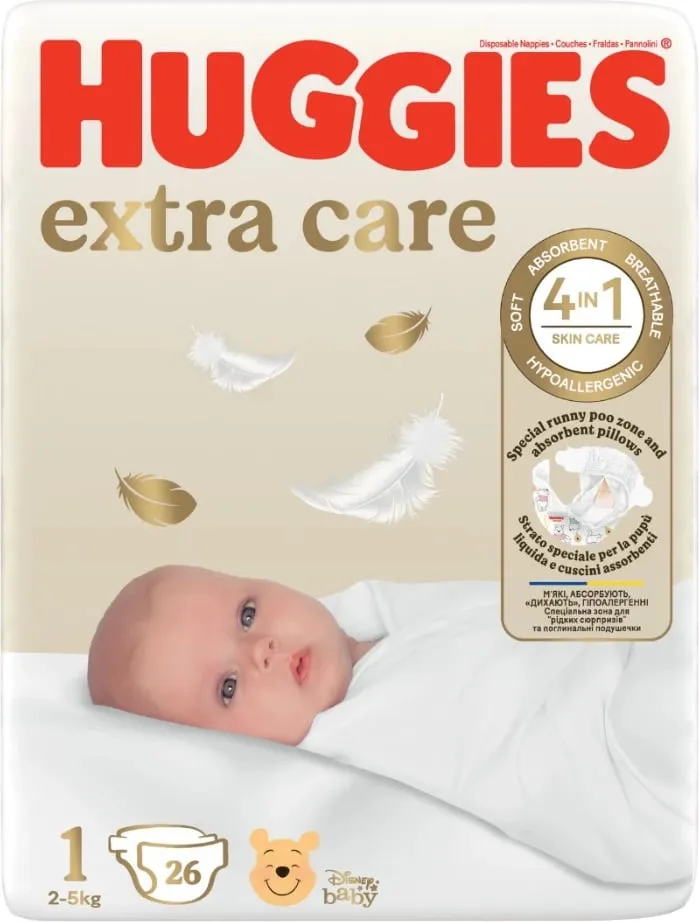 Pelena për bebe Huggies Extra Care, 26 copë - 1