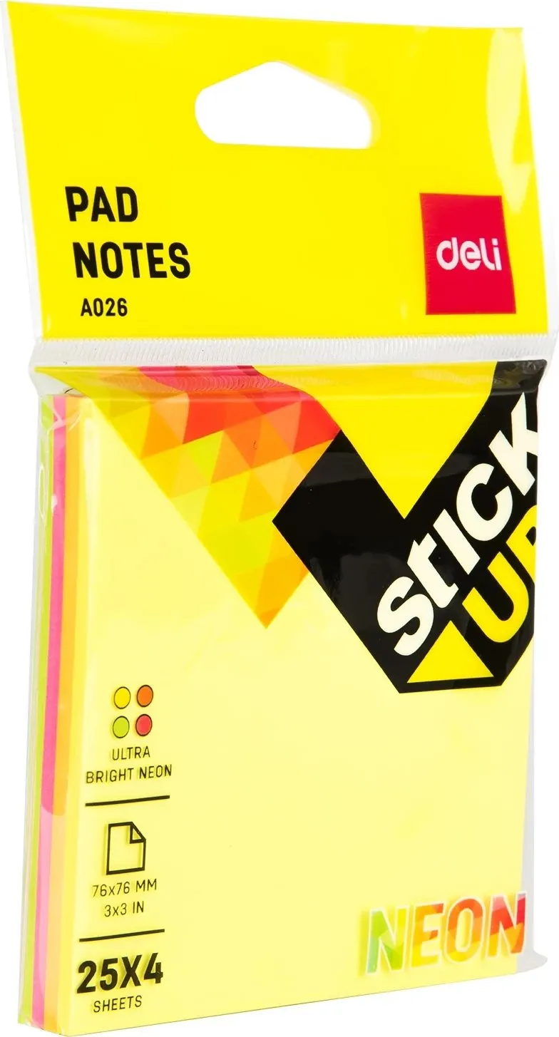 DELI POSTIT 76X76 100FL NEON MIX A02602 1/12 - 1