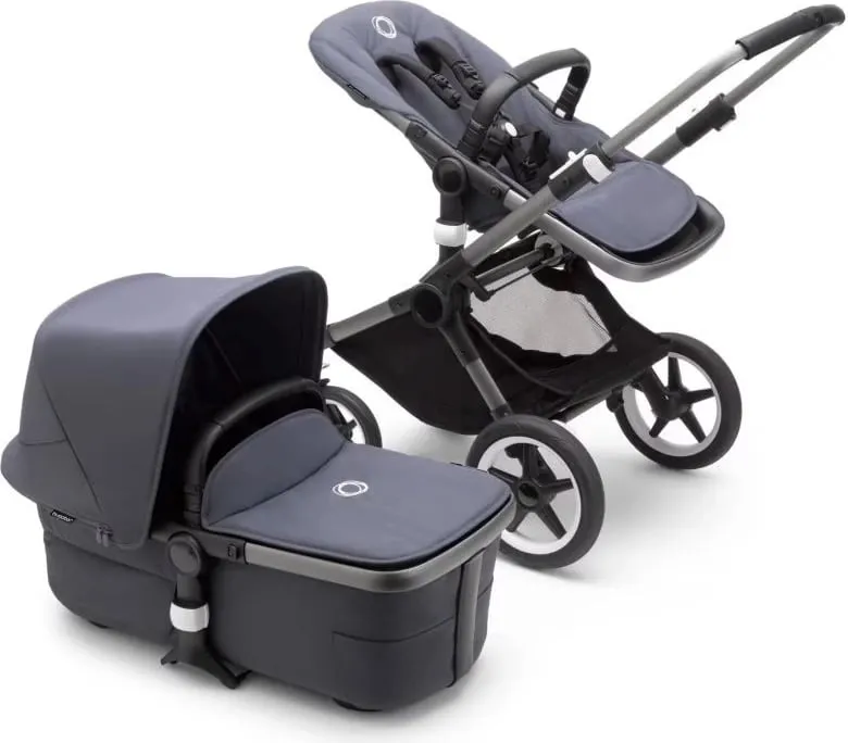 Bugaboo fox 3 carrycot and stroller with graphite frame, stormy blue fabrics and canopy - 2