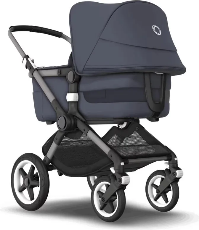 Bugaboo fox 3 carrycot and stroller with graphite frame, stormy blue fabrics and canopy - 4