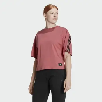 Bluzë Adidas FI 3 Stripes Tee HK0494, pambuk, femra, e bardhë