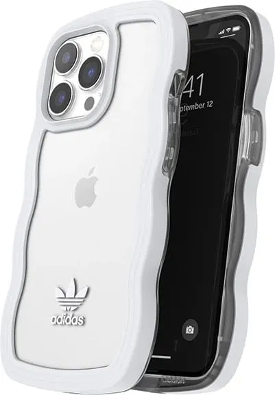 Mbështjellës Adidas OR Wavy për iPhone 13/13 Pro, 6.1", silikon, bardhë-transparente - 2