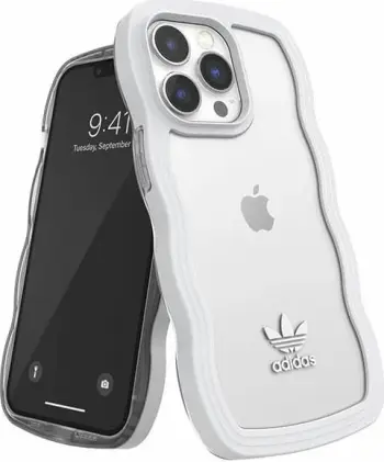 Mbështjellës Adidas OR Wavy për iPhone 13/13 Pro, 6.1", silikon, bardhë-transparente