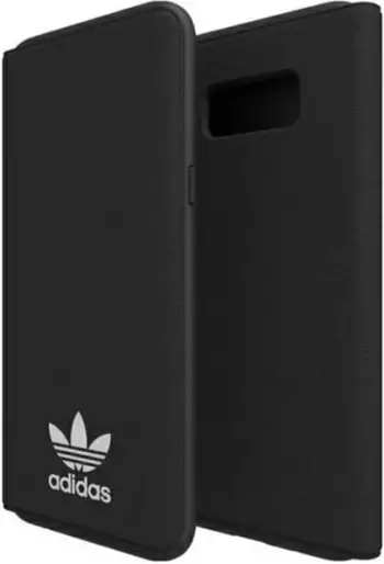 Kuti mbrojtëse Adidas për Samsung Galaxy S8 Plus, tip libër, lëkurë sintetike, e zezë