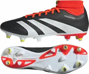 Atlete për meshkuj adidas Predator League, të bardha me të zeza dhe të kuqe