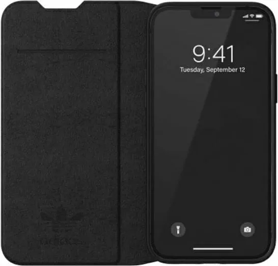 Mbulesë libër për telefon Adidas OR Booklet Case BASIC FW21, për iPhone 13 Pro Max, lëkurë eko, e zezë - 2