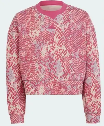 Bluzë Adidas FI Allover Print SWT Jr HR5828, për fëmijë, me print total, rozë