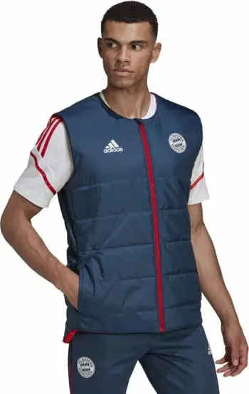 Jeletkë adidas Bayern Padded Vest M HG1132, poliestër, blu e errët e kuqe
